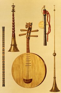 A Dizi, a Sona, a Yueqin, Chinese, a Japanese Hichiriki and a Chinese Laba, from 