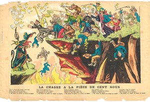 Flying Leaf, Satirical in Colors, circa 1878: Hunting a Hundred Sub Piece - Silver - Devil, Cures Illustration by Alfred Le Pete