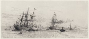 Shipping on the Mersey by Alfred Louis Brunet Debaines