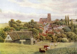The Church on the Hill, Kersey, Suffolk by Alfred Robert Quinton