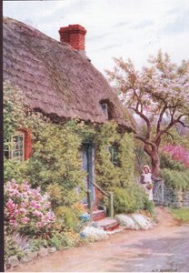 The Cottage Door, Elmley Castle, Worcester, from The Cottages and the Village Life of Rural England published by Dent & Sons Limited by Alfred Robert Quinton