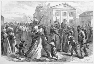 Mustered Out Colored Volunteers at Little Rock, Arkansas, from Harpers Weekly, 1866