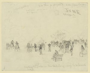 Shelling the rebel works on the Chickahominy across the Mechanicsville bridge by Alfred Rudolph Waud
