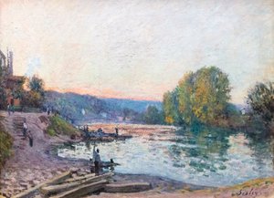 Banks of the Seine, Sunlight Effect at Dusk by Alfred Sisley