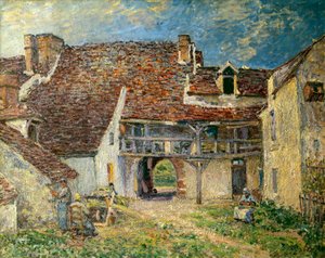 Farm Court in Saint Mammes by Alfred Sisley