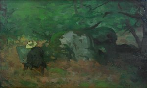 The Painter Monet in the Forest of Fontainebleau