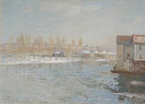The Loing and the Mills of Moret, Snow Effect, 1891 by Alfred Sisley