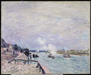 The Seine at Grenelle, Wet Weather by Alfred Sisley