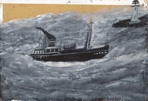 Trawler and Pier by Alfred Wallis