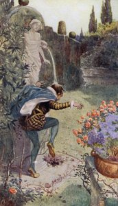 Water from a Jug Held by a Statue in a Garden Pouring onto the Head of French Potter Bernard Palissy by Alfred Wallis Mills
