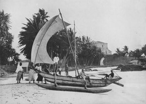 Outrigger Fishing Canoe at Mount Lavinia Sea Shore, c1890, 1910