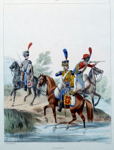 Napoleonic Army: Hussars. Engraving by Alfred De Marbot (19th century) 1806