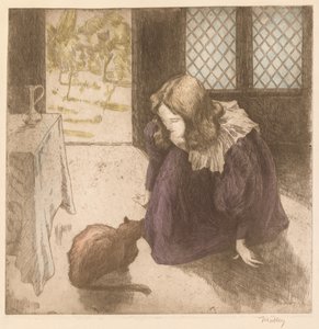 Interior, Little Girl with Cat
