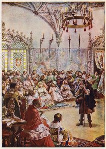 Gil Vicente at the Court of King Manuel I of Portugal by Alfredo Roque Gameiro