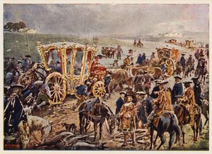 King John V of Portugal travelling to the Spanish border by Alfredo Roque Gameiro