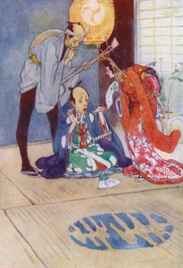 Illustration for The Story of The Mikado (colour litho) by Alice Bolingbroke (after) Woodward