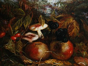 Still Life with Mushrooms, Apples and Blackberries
