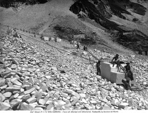 A Stage in the working of marble in the quarries near Carrara