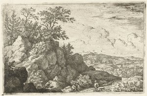 Mountain Landscape with Man and Dog by Allaert van Everdingen
