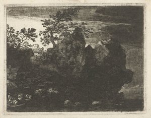 Large Rock Formation by River by Allaert van Everdingen