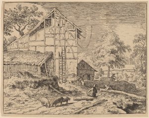Cottage with Two Ladders by Allart van Everdingen