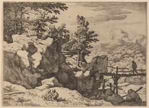 Man on a Small Wooden Bridge by Allart van Everdingen