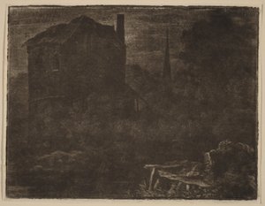 Nocturnal Landscape with House and Church Spire by Allart van Everdingen