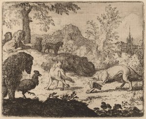 Reynard Blinds the Wolf in One Eye by Allart van Everdingen