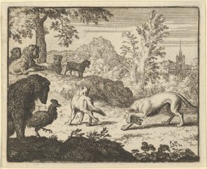 The Lion Allows a Fight Between the Wolf and Renard, 1650-75 by Allart van Everdingen