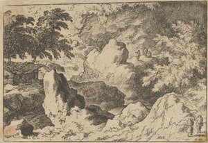 The Three Men on the Rock by Allart van Everdingen