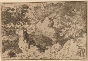 Three Men on a Rock by Allart van Everdingen