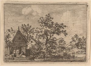 Two Casks in Front of a Cottage, probably c. 1645-1656 by Allart van Everdingen