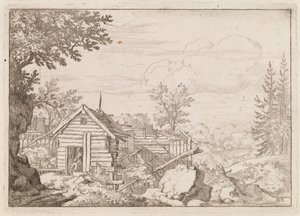 Two Men in the Doorway of a Hut by Allart van Everdingen