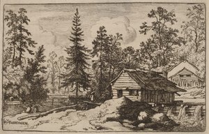 Woman in a Riverscape Looking towards a Boat by Allart van Everdingen