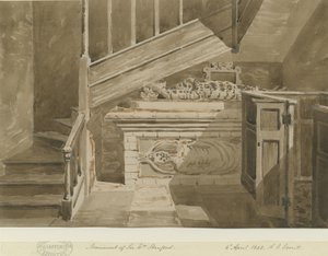 Handsworth - Monument of Sir William Stanford: Sepia Drawing by Allen Edward Everitt