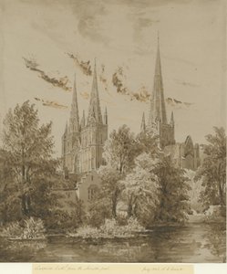 Lichfield Cathedral - South West View by Allen Edward Everitt