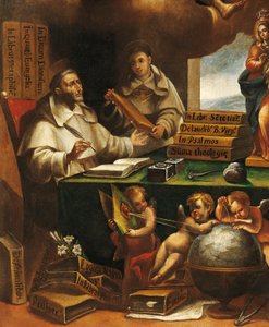 St Albert the Great and St Thomas of Aquinas (detail), St Paul appears to St Albert the Great and St Thomas of Aquinas, by Alonso Antonio Villamor. Convent of San Esteban, Salamanca.