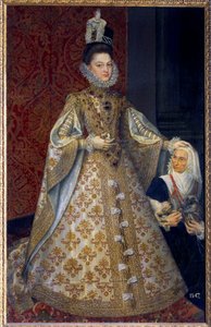 Full-length portrait of the Infanta of Spain Isabelle Clara Eugenie of Habsburg, sovereign of the Netherlands and Magdalena Ruiz
