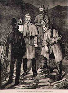 The State of Ireland: Police Patrol Challenging a Suspected Person, from The Illustrated London News
