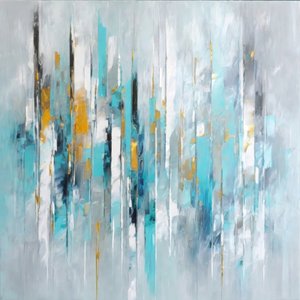 Dynamic Teal Gold Abstract