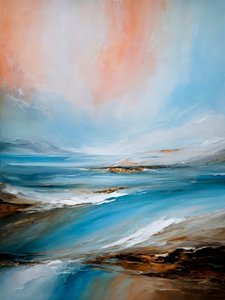 Peach and Blue Ocean