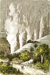 Prehistory- Cataracts of Zambeze. Drawing by A. Demarle. 1885