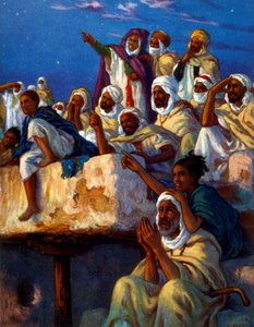 Illustration depicting Arabs at prayer during the Ramadan period by Alphonse Etienne Dinet