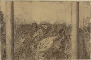 Crowd of People Seen between Two Columns [verso] by Alphonse Legros