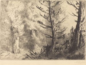 In the Forest of Fontainebleau by Alphonse Legros