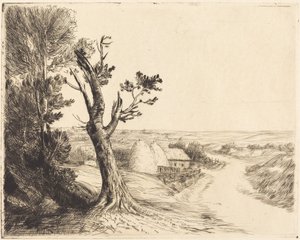 Landscape with Haystacks by Alphonse Legros