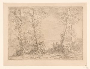 Landscape with Fisherman by Alphonse Legros