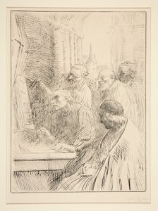 Monks in Church by Alphonse Legros