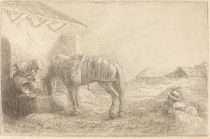 Man Watering a Horse by Alphonse Legros