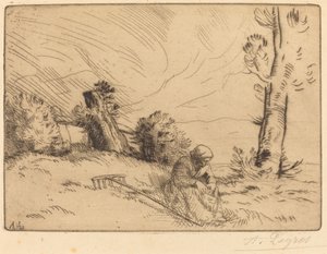 Peasant Woman Seated near a Hedge